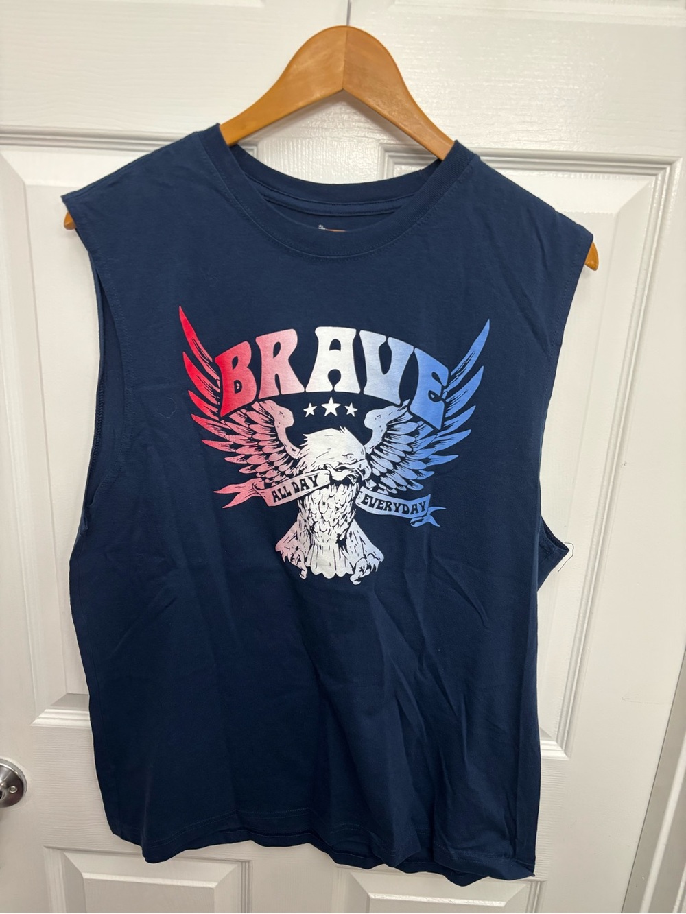 America 250 Patriotic July 4th Navy Brave Eagle Graphic Sleeveless Tank Top
